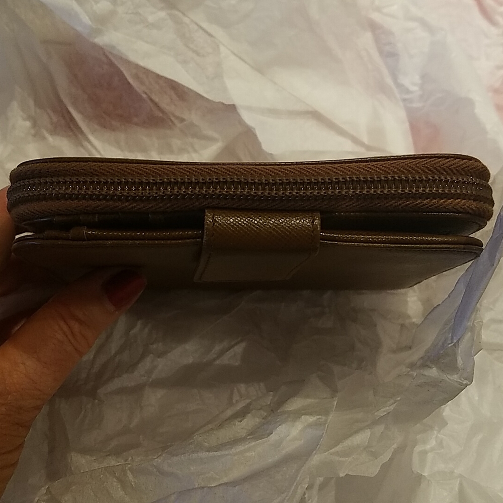 PRADA BROWN BIFOLD ZIP AROUND WALLET AUTHENTIC - Picture 8 of 15
